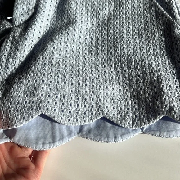 Womens Club Monaco Periwinkle Scalloped Hem Eyelet Shorts - Picture 7 of 9